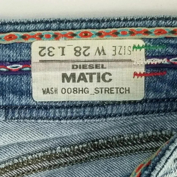 Diesel 28X32 Matic Stretch Embroidered Logo Women Blue Denim Jeans Made in Italy - Picture 5 of 11